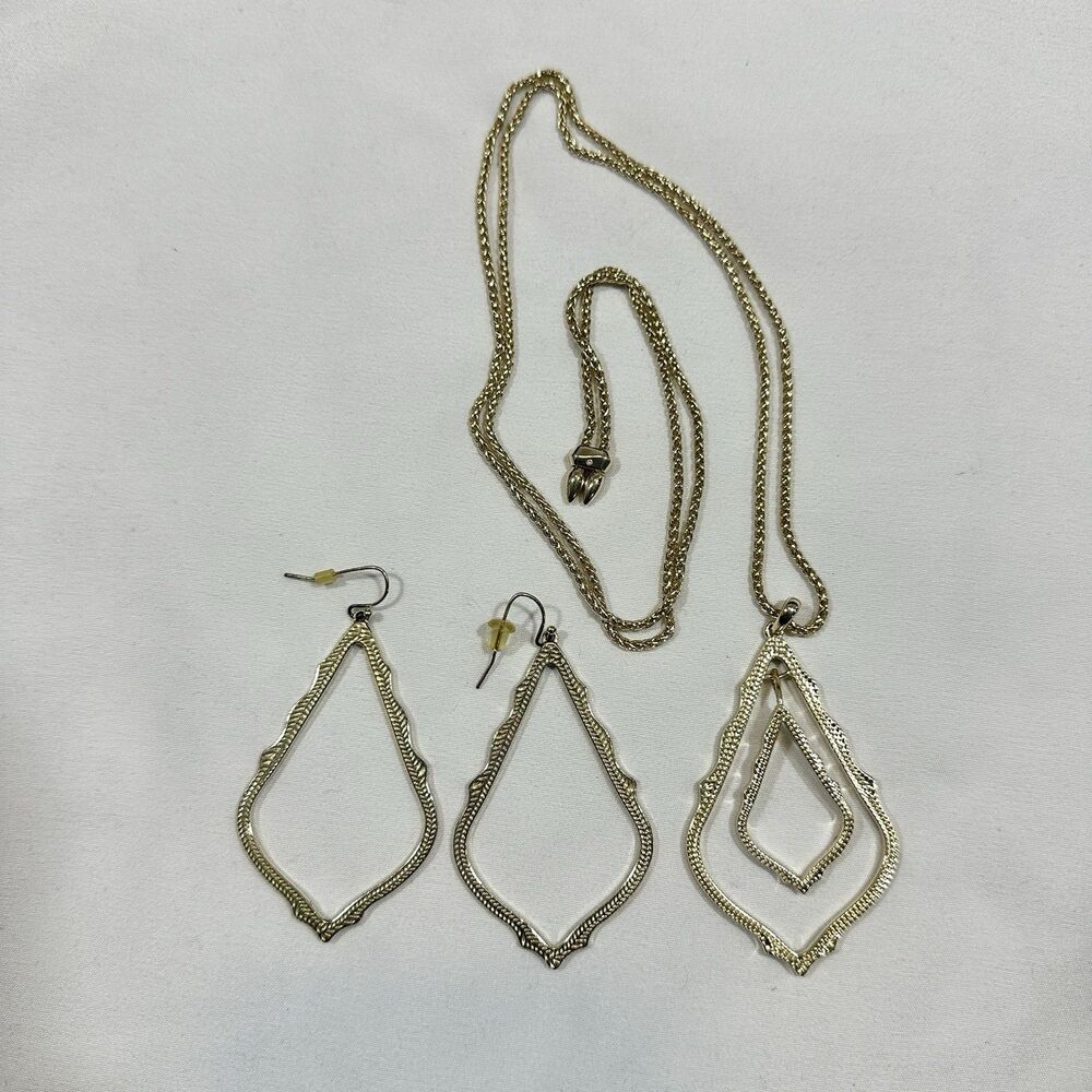 Kendra Scott Sophee Drop Earrings Simon Pendant 14K Gold Plated Necklace Set